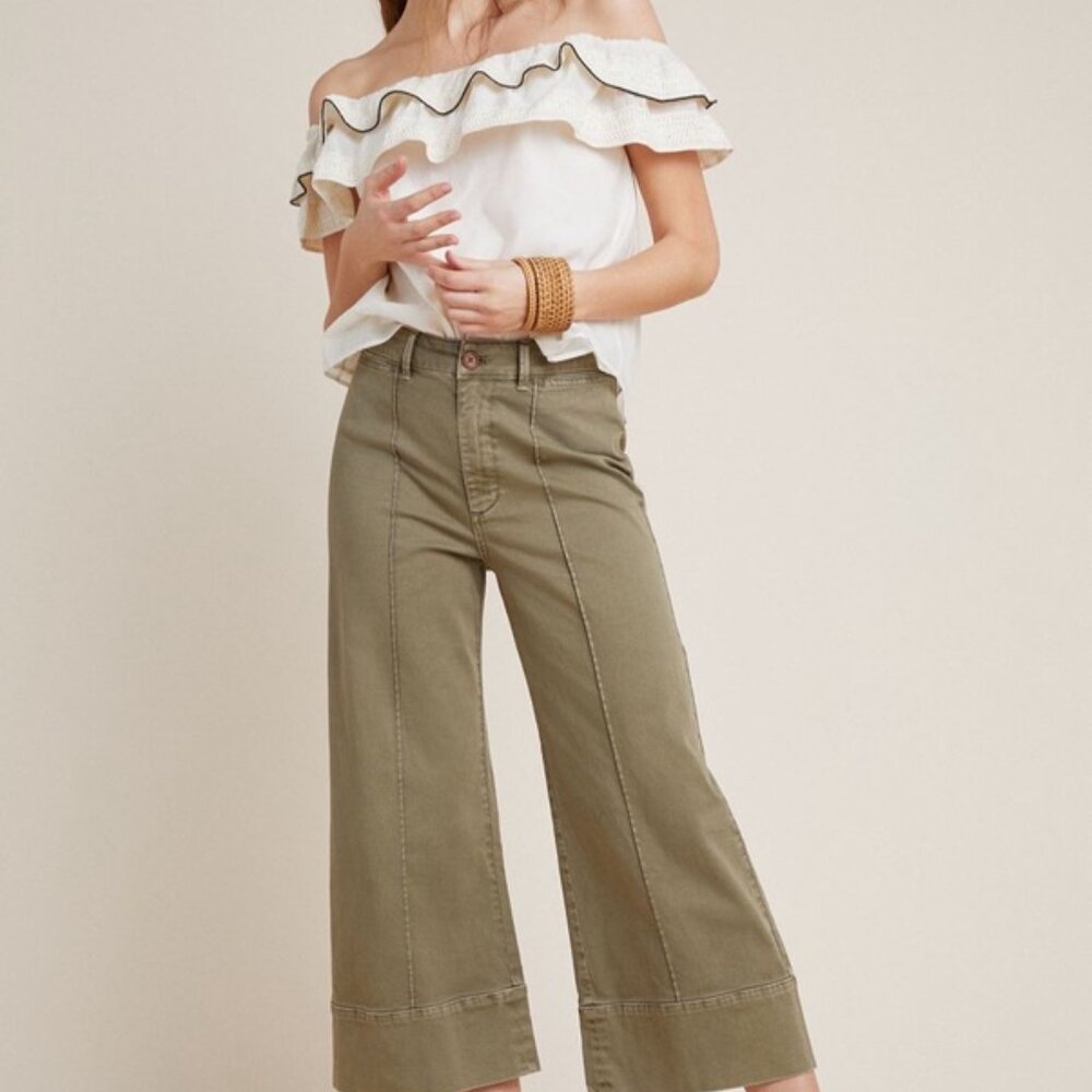 Anthropologie Pintuck Chino Pant in Soft Olive - Picture 14 of 14